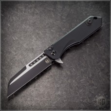 Heretic Knives Jinn Wharncliffe Button-Lock Folder Knife (3in Black Plain Magnacut) HTK-H213-10A-T