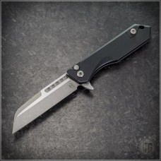 Heretic Knives Jinn Wharncliffe Button-Lock Folder Knife (3in Battleworn Plain Magnacut) HTK-H213-5A
