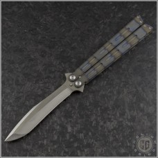 (#JB-88-02) Jim Burke Flamed Titanium Balisong Model 88 Satin Finish - Front