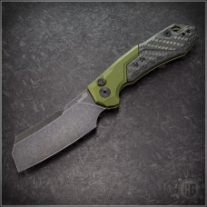 Kershaw Knives Olive Launch 14 Cleaver Automatic Folder S/A Knife (3.375in Blackwash Plain CPM-154) KER-7850OLBW