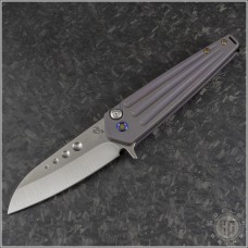 (#MKT-NOSF-004) Medford Knife & Tool Nosferatu Flipper - Bead Blast Violet Handle - Satin Blade - Front