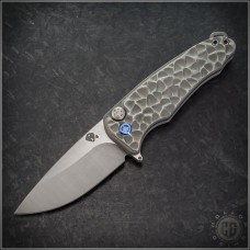(#MKT-SCTi-001) Medford Knife & Tool Hammered Ti Smooth Criminal Button Lock Tumbled Plain - Front