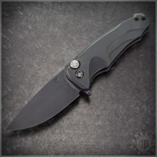 (#MKT-SCTi-002) Medford Knife & Tool Black DLC Ti Smooth Criminal Button Lock DLC Plain - Front