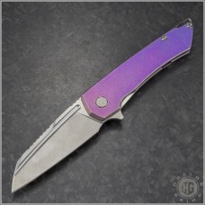 MachineWise Distressed Violet Mojave Sheepsfoot Flipper Knife (3.5in Stonewashed Plain S90V) MWS-MOJ-914