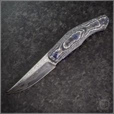 Nylund Knives Custom Carbon Fiber Front Flipper S/E Knife (3.4in Polished Plain Damascus) NYLUND-FF