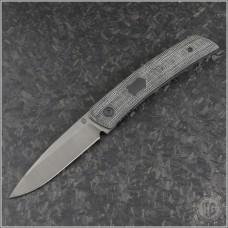 (#OES-F22-BMBK) J. Oeser Knives F22 Kickstop Black Micarta Black Hardware - Front
