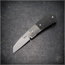 Pena Knives Marbled Carbon Fiber X-Series Micro Apache Wharncliffe Flipper Knife (2in Satin Plain M390) PENA-MA-CF