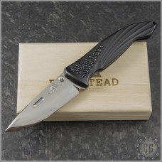 (#RK-SHIN-ZDP-01) Rockstead SHIN ZDP VG10 Mirror Polish Black Aluminum Handles Stingray Inlay - Front