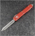 (#223-10RD) Microtech Red Ultratech Spartan D/E Stonewash Plain - Front