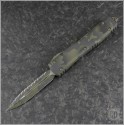 (#122-3OCS) Microtech Olive Camo Ultratech D/E Fully Serrated - Front