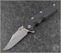 (#RH-EK35-B-01) Rick Hinderer Knives Eklipse 3.5" (Tri-Way) Bowie - Stonewash - Black G10 - Front