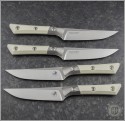 (#3600B-10SETIV) Microtech Knives Kitchen Steak Knife Set Ivory G-10 with Ti Bolster - Front