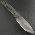 Crusader Forge Custom Flamed Ti Predator S/E Folder Knife (4.75in Damascus Plain ) CF-PRED-DAM - Back