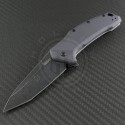 Kershaw Gray 1776 T/E Assisted Folder S/A Knife (3.25in Tumbled Plain 420HC) KER-1776T - Front
