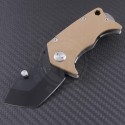 Medford Knife & Tool Coyote Panzer T/E Folder (2.5in Black Plain D2) MKT-PANZ-002 - Front