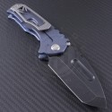 Medford Knife & Tool Custom Blue Praetorian Full Ti T/E Folder (3.75in Black Plain S35-VN) MKT-Praet-Ti-004 - Back