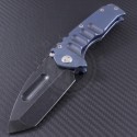 Medford Knife & Tool Custom Blue Praetorian Full Ti T/E Folder (3.75in Black Plain S35-VN) MKT-Praet-Ti-004 - Front