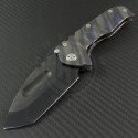Medford Knife & Tool Flamed Ti Praetorian T T/E Folder (3.75in Matte Black Oxide Plain D2) MKT-Prat-004 - Front
