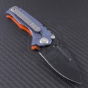 Medford Knife & Tool Orange Micro Praetorian Drop Point Folder (2.8in Black Plain S35-VN) MKT-MPrag-005 - Back