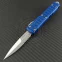 Microtech Knives Blue Ultratech D/E Automatic OTF D/A Knife (3.44in Satin Part Serr ELMAX) 120-5BL-TRI - Front