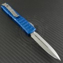 Microtech Knives Blue Ultratech D/E Automatic OTF D/A Knife (3.44in Stonewashed Plain ELMAX) 122-10BL-TRI - Back