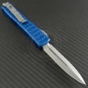 Microtech Knives Blue Ultratech D/E Automatic OTF D/A Knife (3.44in Stonewashed Serr ELMAX) 122-12BL-TRI - Back
