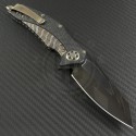 Microtech Knives Custom Carbon Fiber Matrix S/E Flipper Knife (3.75in DLC Plain ELMAX) VNT-0146 - Back
