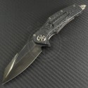 Microtech Knives Custom Carbon Fiber Matrix S/E Flipper Knife (3.75in DLC Plain ELMAX) VNT-0146 - Front
