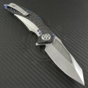 Microtech Knives Custom Carbon Fiber Matrix S/E Flipper Knife (3.75in Satin Plain ELMAX) MTC-0040 - Back