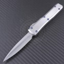 Microtech Knives Custom Stainless Steel Ultratech D/E Automatic OTF D/A Knife (3.25in Hand Rubbed Satin Plain ELMAX) MTC-0053 - Front