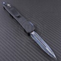 Microtech Knives Custom Ultratech D/E Automatic OTF D/A Knife (3.44in Blued Damascus Plain ) MTC-0058 - Back