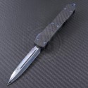 Microtech Knives Custom Ultratech D/E Automatic OTF D/A Knife (3.44in Blued Damascus Plain ) MTC-0058 - Front