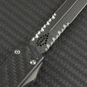 Microtech Knives Makora II D/E Automatic OTF D/A Knife (4.4in Black Part Serr S30-V) VNT-0145 - Additional View