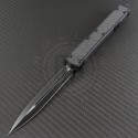 Microtech Knives Makora II D/E Automatic OTF D/A Knife (4.4in Black Plain ELMAX) 106-1T - Front