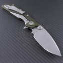 Microtech Knives OD Green DOC S/E Flipper Knife (3.875in Bead Blasted Plain ELMAX) 153-7OD - Back