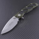 Microtech Knives OD Green DOC S/E Flipper Knife (3.875in Bead Blasted Plain ELMAX) 153-7OD - Front