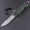 Microtech Knives OD Green Navy Scarab S/E Automatic OTF D/A Knife (3.44in Satin Plain ELMAX) 182-5OD - Front