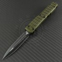 Microtech Knives OD Green Ultratech D/E Automatic OTF D/A Knife (3.44in Black Part Serr ELMAX) 122-1OD-TRI - Front