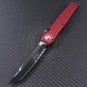 Microtech Knives Red Halo V T/E Automatic OTF S/A Knife (4.6in Black Part Serr ELMAX) 150-2RD - Front