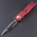 Microtech Knives Red Troodon D/E Automatic OTF D/A Knife (3.1in Black Part Serr ELMAX) 138-2RD - Front