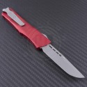 Microtech Knives Red Troodon S/E Automatic OTF D/A Knife (3.1in Bead Blasted Plain ELMAX) 139-7RD - Back