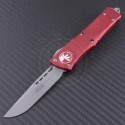 Microtech Knives Red Troodon S/E Automatic OTF D/A Knife (3.1in Bead Blasted Plain ELMAX) 139-7RD - Front