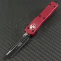 Microtech Knives Red UTX-70 T/E Automatic OTF D/A Knife (2.41in Black Plain ELMAX) 149-1RD - Front