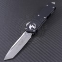 Microtech Knives Scarab T/E Automatic OTF D/A Knife (3.44in Stonewashed Plain ELMAX) 177-10 - Front