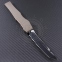 Microtech Knives Tan Halo V T/E Automatic OTF S/A Knife (4.6in Black Plain ELMAX) 150-1TA - Back