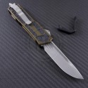 Microtech Knives Tan Navy Scarab S/E Automatic OTF D/A Knife (3.44in Satin Plain ELMAX) 182-4TA - Back