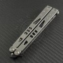 Microtech Knives Titanium Tachyon II T/E Butterfly Knife (4.5in Black Plain 154-CM) CMT-0001 - Additional View