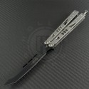 Microtech Knives Titanium Tachyon II T/E Butterfly Knife (4.5in Black Plain 154-CM) CMT-0001 - Front