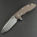 Rick Hinderer Flat Dark Earth Spear Point Flipper Knife (3.5in Stonewashed Plain S35-VN) RH-XM1835-4 - Front