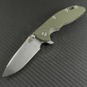 Rick Hinderer OD Green Spear Point Flipper Knife (3.5in Stonewashed Plain S35-VN) RH-XM1835-5 - Front